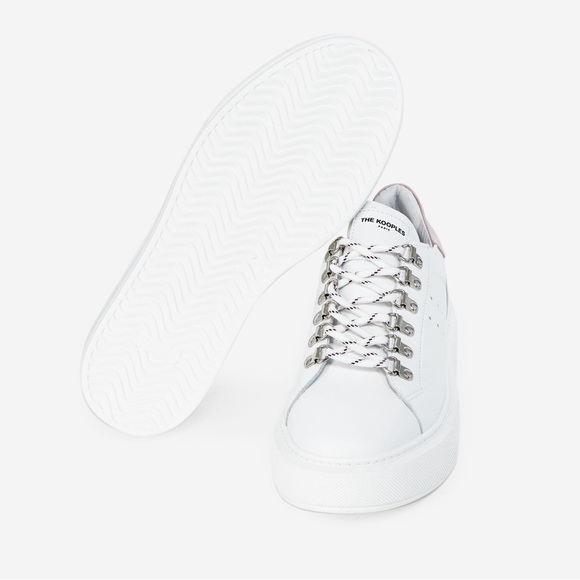 NWT The Kooples White Leather Sneakers with Pink, Size 9 (The Kooples size 40) - Picture 14 of 17